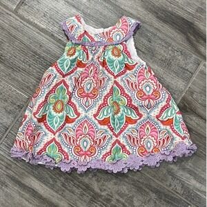 Counting Daisies Girls Dress Colorful Paisley Print Purple‎ Trim Sleeveless 4T